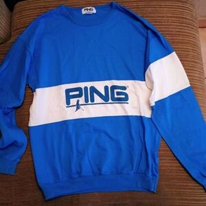 PING Men's Bold Blue and White Crewneck Sweater